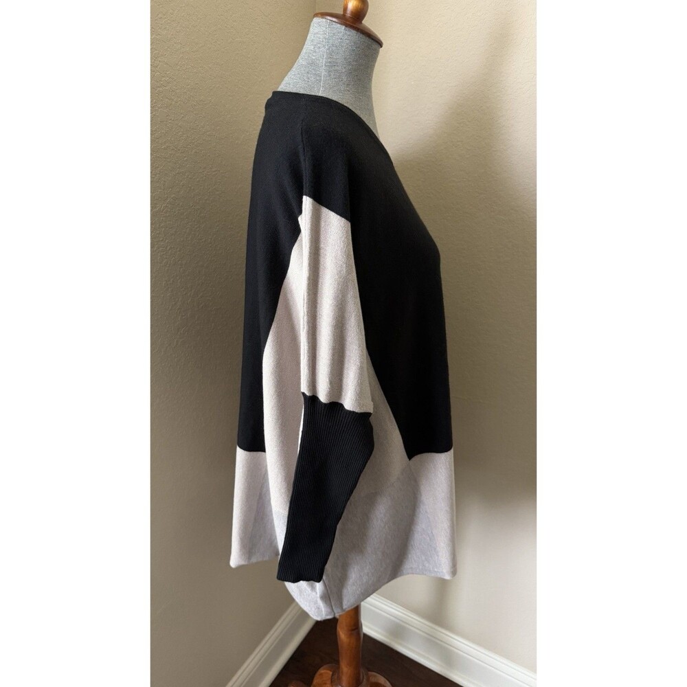 Aaeda Women's Size L/XL Gray Tan Black Color Block Dolman Sleeve Knit Sweater - Picture 5 of 8